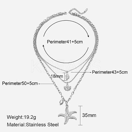 304 Stainless Steel with Natural Freshwater Pearl Double Layer Necklaces FS-WG7985A-03-1