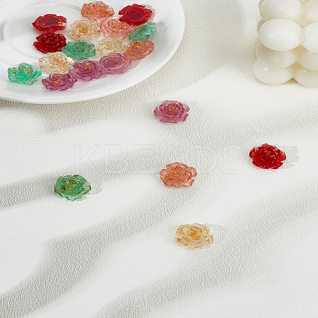 20pcs 5 colors Transparent Gold Foil Resin Cabochons RESI-LP0001-10-1