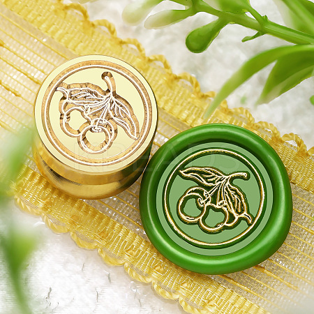 Golden Tone Round Wax Seal Brass Stamp Heads AJEW-M040-01G-D-1