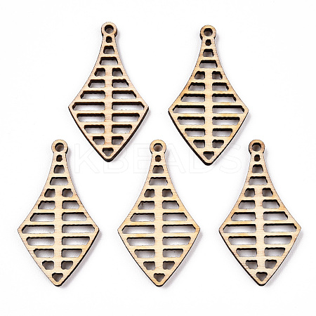 Undyed Natural Poplar Wood Pendants WOOD-TAC0002-60-1