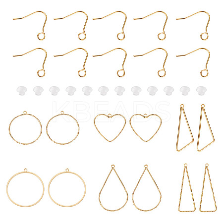 DIY Heart Triangle Teardrop Brass Dangle Earring Making Kits DIY-TA0012-94-1