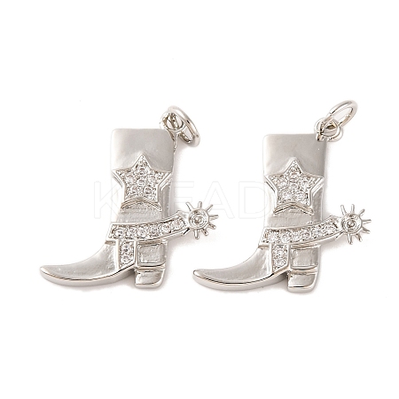 Rack Plating Brass Micro Pave Clear Cubic Zirconia Pendants KK-H486-19P-1