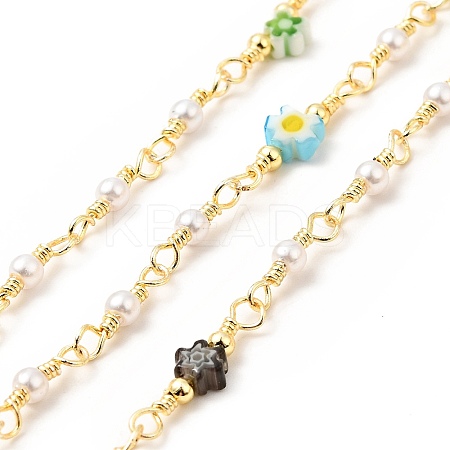 Glass Pearl & Flower Beaded Chains CHC-CJ0001-69-1
