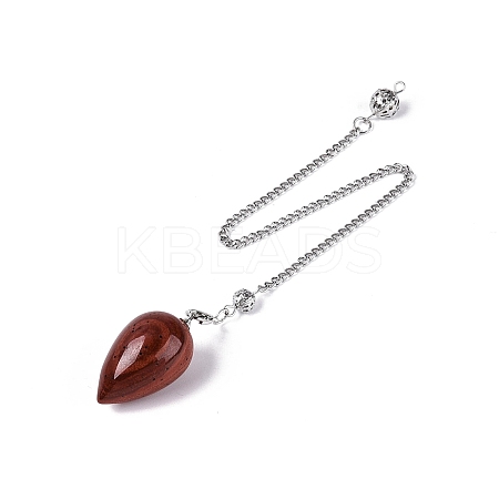 Natural Red Jasper Dowsing Pendulum Pendants AJEW-N005-02E-1