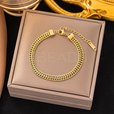 304 Stainless Steel Curb Chain Bracelets for Women BJEW-G759-08G-1
