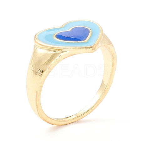 Heart Enamel Finger Ring for Girl Women RJEW-Z010-01LG-RS-1