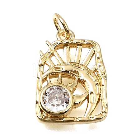 Brass Pave Clear Cubic Zirconia Pendants CU-CBAEEA8-31G-1