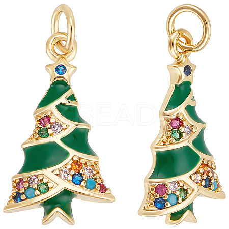 Brass Micro Pave Colorful Grade AAA Cubic Zirconia Pendants KK-BBC0015-36A-1