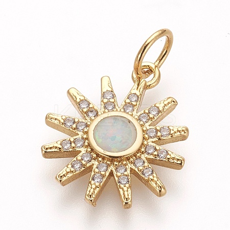 Brass Micro Pave Cubic Zirconia Pendants KK-P156-11G-NR-1