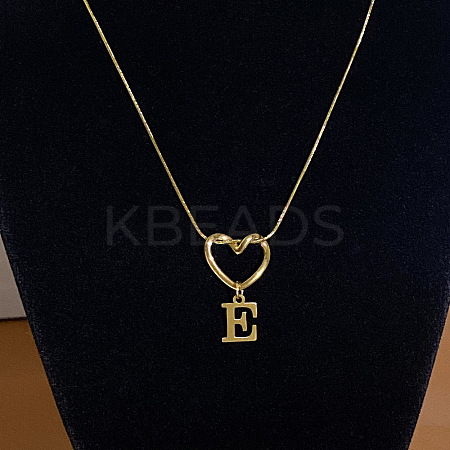304 Stainless Steel Heart with Initial Pendant Necklaces for Women FS-WG4DC9E-05-1