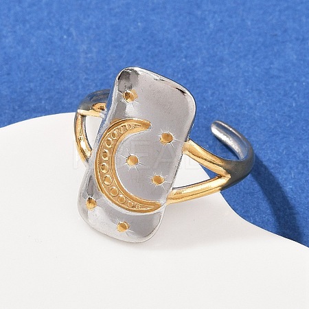 304 Stainless Steel Double Color Cuff Rings RJEW-S635-01GP-04-1