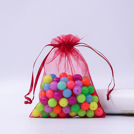 Rectangle Organza Drawstring Bags CON-PW0001-054D-13-1