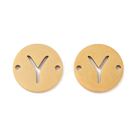 PVD Vacuum Plating 201 Stainless Steel Hollow Flat Round Links FIND-R149-03Y-G-1