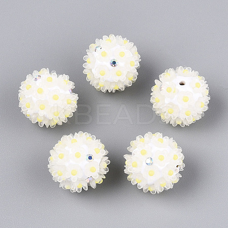 Handmade Polymer Clay Rhinestone with Resin Daisy Flower CLAY-T022-02E-1
