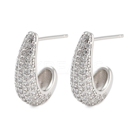 Rack Plating Teardrop Brass Stud Earrings EJEW-N055-25A-P-RS-1
