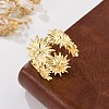 Flower Brass Cuff Rings for Women RJEW-B119-14G-03-1