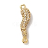 Rack Plating Brass Micro Pave Clear Cubic Zirconia Horn of Plenty/Italian Horn Cornicello Connector Charms KK-A229-04G-1