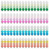 64Pcs 4 Colors Baking Paint Imitation Jade Glass Connector Charms PALLOY-GO00033-1