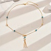 Fashionable Real 18K Gold Plated Brass Tassel Pendant Box Chain Necklaces for Women XU0718-2-1