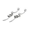 Rose 316 Surgical Stainless Steel Dangle Belly Button Rings EJEW-G416-01AS-4