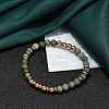 Ion Plating(IP) 304 Stainless Steel & Round Jade Beaded Stretch Bracelets for Women Men BJEW-M046-02G-1