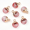 Watermelon Stone Glass Flat Round/Donut Charms X-G-I347-05-1