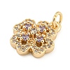 Rack Plating Brass Micro Pave Clear Cubic Zirconia Pendants KK-F089-14G-2