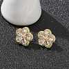 Rack Plating Brass Micro Pave Clear Cubic Zirconia Stud Earrings EJEW-H149-01G-4