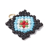 Handmade Glass Seed Beaded  Window Lattice Pattern Shape Pendants PALLOY-MZ00929-03-3