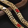 Brass Enamel Heart Links Bracelets for Women BJEW-B125-07G-2
