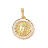 Brass Pave Natural White Shell Pendants KK-S522-06C-G-1