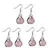 Natural Rose Quartz Palm Dangle Earrings EJEW-A092-09P-18-1