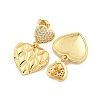 Heart Brass Pave Clear Cubic Zirconia Dangle Stud Earrings EJEW-M258-31G-2