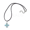 Glass Seed Cross Pendant Necklaces NJEW-MZ00025-02-4