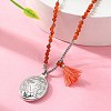 304 Stainless Steel Oval Virgin Mary Pendant Necklaces NJEW-A045-24P-3