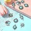 12Pcs 6 Styles Tibetan Style Alloy Pave Imitation Turquoise Pendants FIND-FS0002-81-8