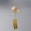 Japanese Glass Clover Pattern Round Wind Chimes HJEW-WH0069-26B-2
