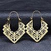 304 Stainless Steel Hollow Rhombus Hoop Earrings EJEW-P248-05G-1