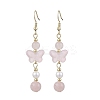 Natural Rose Quartz Butterfly Dangle Earrings EJEW-JE06317-01-2