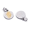 PVD Vacuum Plating Flat Round with San Benito & Word 304 Stainless Steel Charms STAS-I036-03B-2