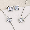 Rhombus 304 Stainless Steel Pave Clear Cubic Zirconia Link Bracelets & Stud Earrings & Pendant Necklaces FS-WG48BD9-02-1