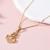 304 Stainless Steel Crystal Rhinestone Anchor Pendant Necklaces NJEW-Z057-01B-G-2
