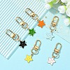 Star with Smiling Face Alloy Enamel Pendant Decorations HJEW-YW00010-01-4