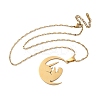 201 Stainless Steel Moon with Woman Pendant Necklaces for Ramadan & Eid Mubarak NJEW-D318-02G-4