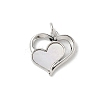 Brass Pave Natural White Shell Heart Charms with Jump Rings KK-S522-08B-P-1