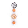 Round & Dog Paw Print Silicone Beaded Keychain PW-WG52716-05-1