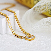 304 Stainless Steel & Natural White Shell Coin Pendant Curb Chain Necklaces for Women WG4C473-02-2