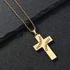 201 Stainless Steel Wheat Cross Pendant Box Chain Necklaces for Women Men NJEW-B124-01G-1