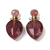 Natural Strawberry Quartz Faceted Teardrop Bottle Pendants G-A225-02G-06-1