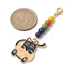 5Pcs 5 Styles Halloween Cat Alloy Enamel Pendant Decorations HJEW-JM01928-3